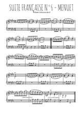 Téléchargez l'arrangement pour piano de la partition de Suite française N°6 Menuet en PDF